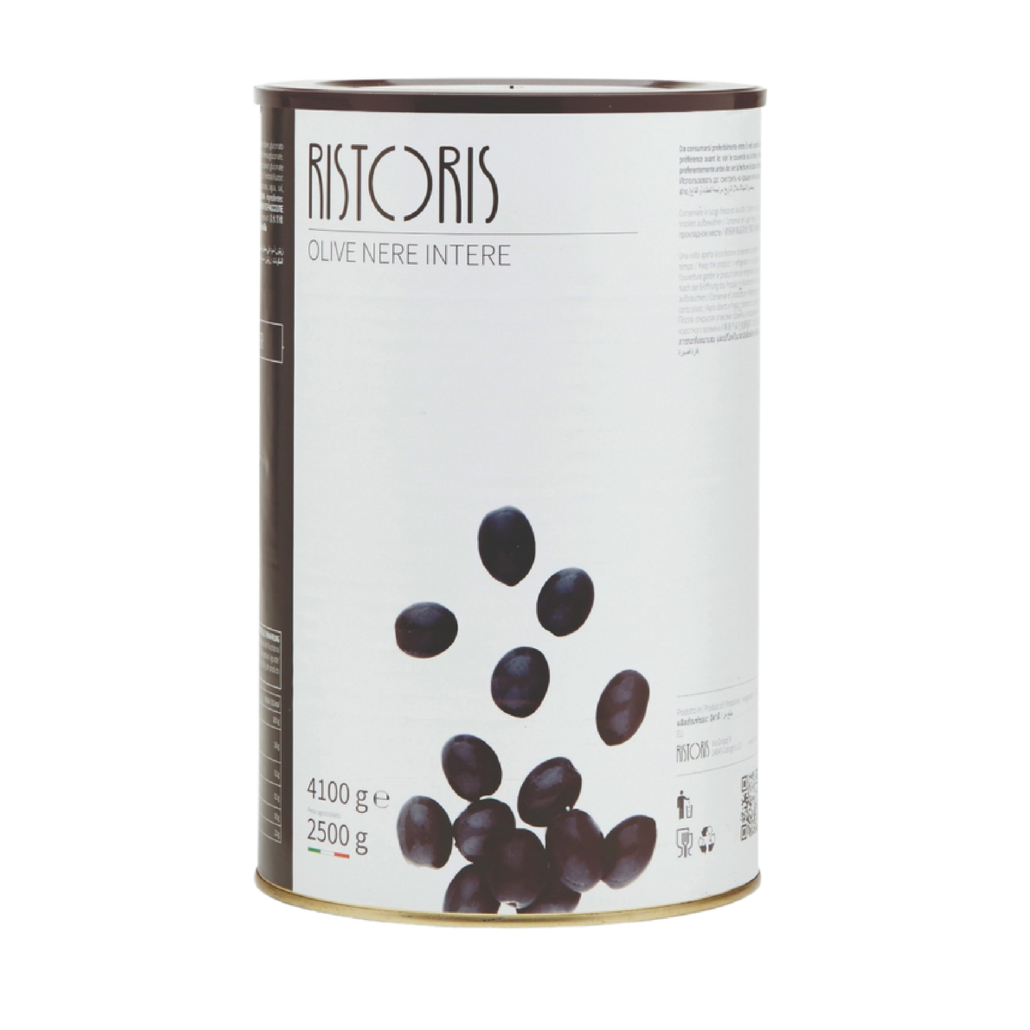 Ristoris - Aceitunas Negras Enteras (Olive Nere Intere) - 4,1kg